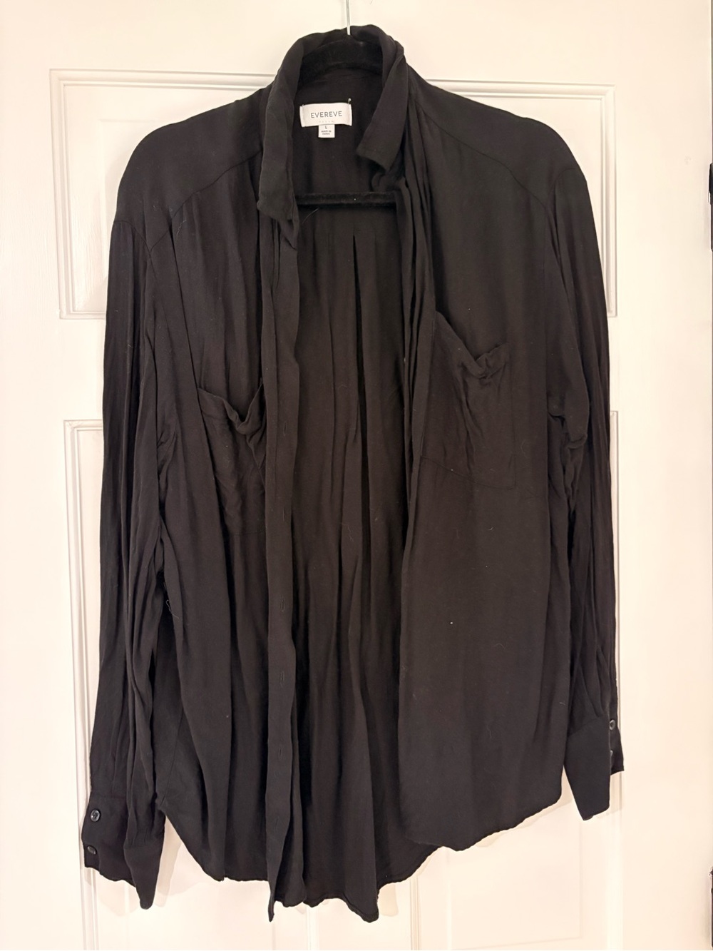 Evereve Black Women's Lightweight Draped Open-Front Blouse